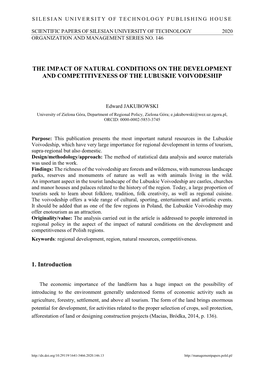 The Impact of Natural Conditions on the Development and Competitiveness of the Lubuskie Voivodeship