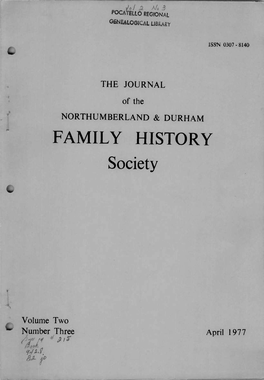 The Journal of the Northumberland & Durham Family History Society