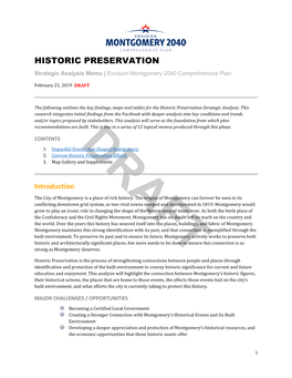 HISTORIC PRESERVATION Strategic Analysis Memo | Envision Montgomery 2040 Comprehensive Plan