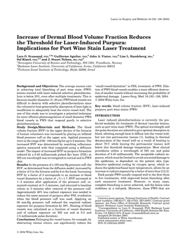 Increase of Dermal Blood Volume Fraction Reduces the Threshold for Laser-Induced Purpura: Implications for Port Wine Stain Laser Treatment