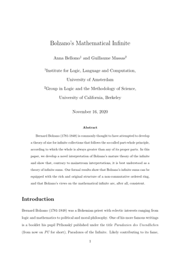 Bolzano's Mathematical Infinite