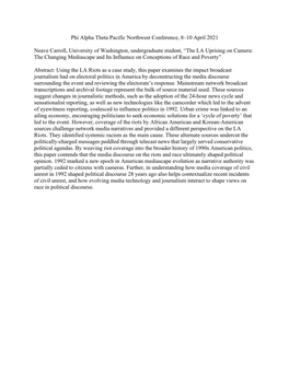 The LA Uprising on Camera: the Changing Mediascape and Its Influence on Conceptions of Race and Poverty”