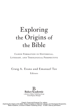 Exploring the Origins of the Bible