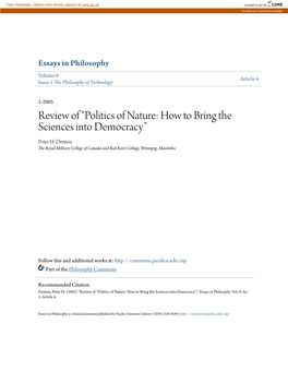 Review of Â•Œpolitics of Nature