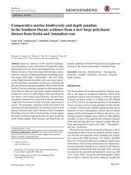 Comparative Marine Biodiversity and Depth Zonation in the Southern Ocean: Evidence from a New Large Polychaete Dataset from Scotia and Amundsen Seas