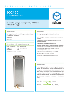 EK: How It Works Oxygen Is Produced by the Thermal Decomposition of Sodium Chlorate