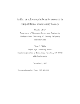 Avida: a Software Platform for Research in Computational Evolutionary Biology