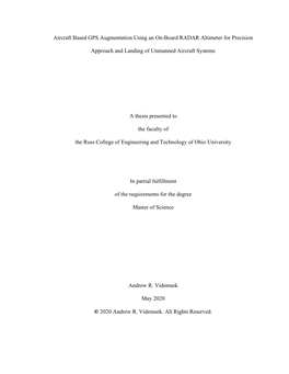 Aircraft Based GPS Augmentation Using an On-Board RADAR Altimeter for Precision