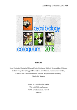 Asasi Biology Colloquium (ABC) 2018 EDITORS Mohd Aminudin