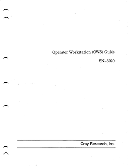 Operator Workstation (OWS) Guide