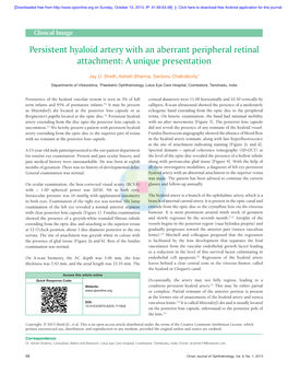 Persistent Hyaloid Artery with an Aberrant Peripheral Retinal Attachment: a Unique Presentation