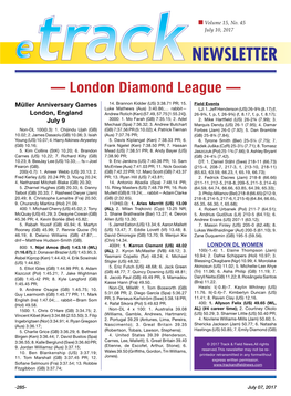 — London Diamond League — Müller Anniversary Games 14