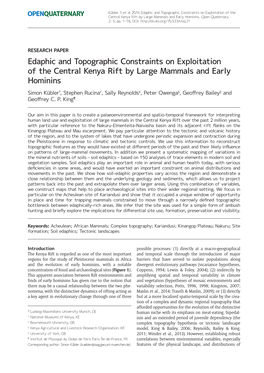 Edaphic and Topographic Constraints on Exploitation of the Central Kenya Rift by Large Mammals and Early Hominins