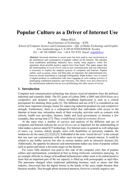 Popular Culture As a Driver of Internet Use