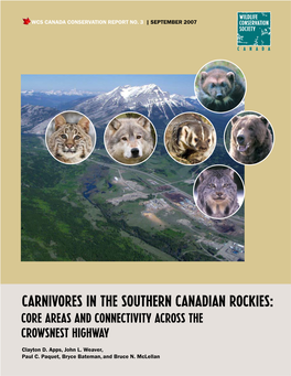 Carnivores in the Southern Canadian Rockies: Core Areas and Connectivity Across the Crowsnest Highway