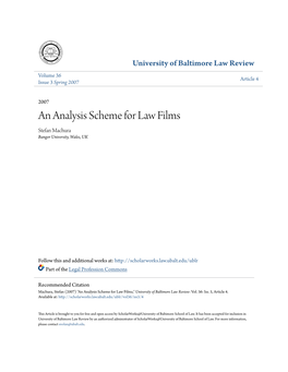 An Analysis Scheme for Law Films Stefan Machura Bangor University, Wales, UK