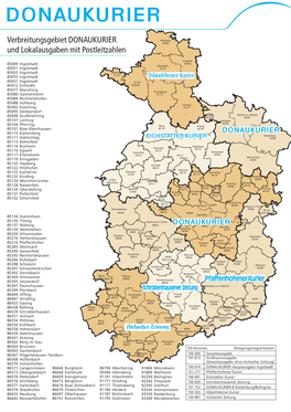 Verbreitungsgebiet DONAUKURIER Und Lokalausgaben Mit