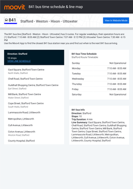 841 Bus Time Schedule & Line Route