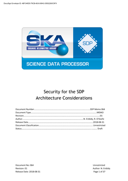 Security for the SDP Architecture Considerations