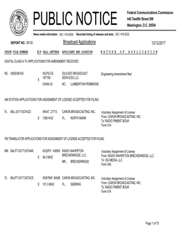 Broadcast Applications 12/12/2017