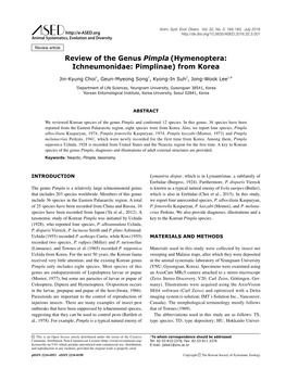 Hymenoptera: Ichneumonidae: Pimplinae) from Korea