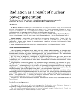 Radiation As a Result of Nuclear Power Generation