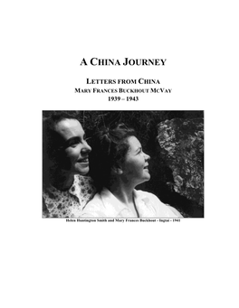 Letters from China Mary Frances Buckhout Mcvay 1939 – 1943