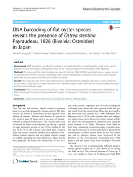 DNA Barcoding of Flat Oyster Species Reveals the Presence of Ostrea