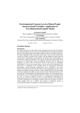 Environmental Concern Levels of Rural People Based on Social Variables: Application of Two Dimensional Logistic Model