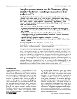 Herpetosiphon Aurantiacus Type Strain (114-95T) Hajnalka Kiss1,2, Markus Nett3, Nicole Domin3, Karin Martin3, Julia A