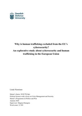 Why Is Human Trafficking Excluded from the EU's Cybersecurity?