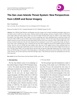 The San Juan Islands Thrust System: New Perspectives from LIDAR and Sonar Imagery