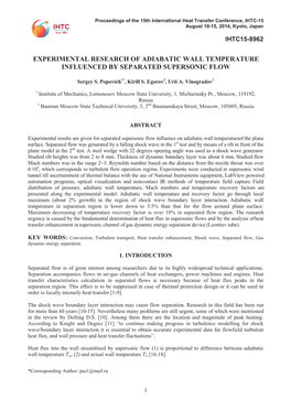 Experimental Research of Adiabatic Wall Temperature Influenced by Separated Supersonic Flow