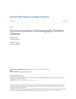 Devonian Sandstone Lithostratigraphy, Northern Arkansas Jeffery D