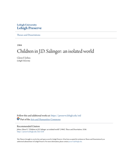 Children in J.D. Salinger: an Isolated World Glenn F