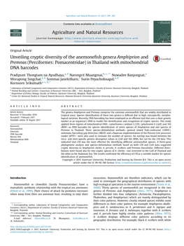 Unveiling Cryptic Diversity of the Anemonefish Genera