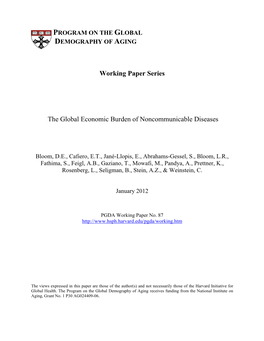 The Global Economic Burden of Noncommunicable Diseases