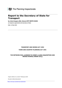 The Network Rail (London to Corby) (Land Acquisition and Bridge Works) Order 201[]