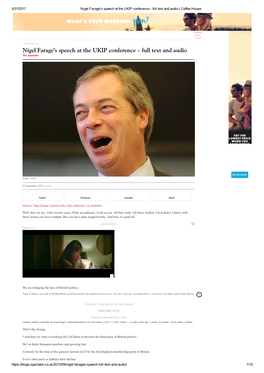 Nigel Farage's Speech at the UKIP Conference ­ Full Text and Audio | Coffee House