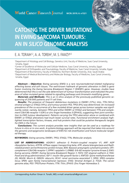 E1321-Catching the Driver Mutations in Ewing Sarcoma Tumours: an In