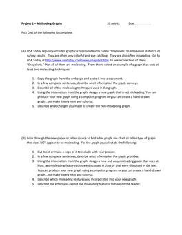 Project 1 – Misleading Graphs 20 Points Due:______