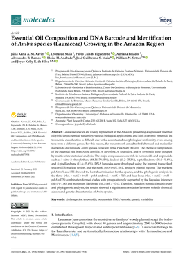 Essential Oil Composition and DNA Barcode and Identification of Aniba