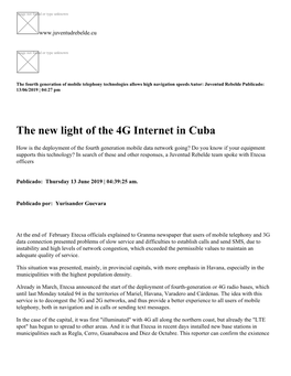 The New Light of the 4G Internet in Cuba