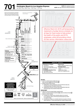 Route May Experience Intermittent Patsaouras Transit Plaza/ Center Delays Due to the I-405 Improvement Project