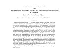 Crystal Structure of Glaucodot, (Co,Fe)Ass, and Its Relationships to Marcasite and Arsenopyrite