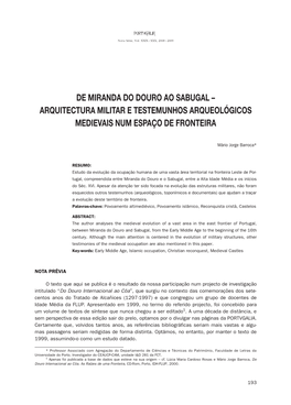 De Miranda Do Douro Ao Sabugal – Arquitectura Militar E Testemunhos Arqueológicos Medievais Num Espaço De Fronteira