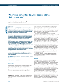 What's in a Name: How Do Junior Doctors Address Their Consultants?