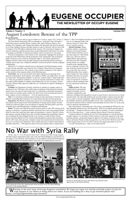 No War with Syria Rally on Sat., Aug