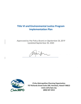 Final Title VI and Environmental Justice Implementation Plan 2019