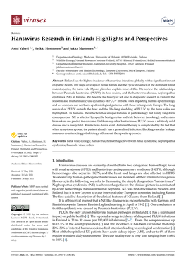 Hantavirus Research in Finland: Highlights and Perspectives